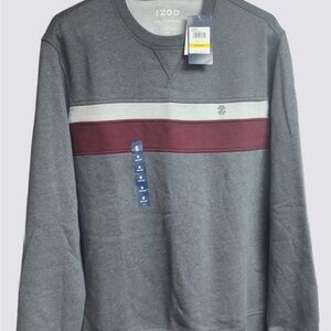 NWT- IZOD Mens Med. Jaspe Fleece Crew Pullover LongSleeve Sweater - NEW W/Tags